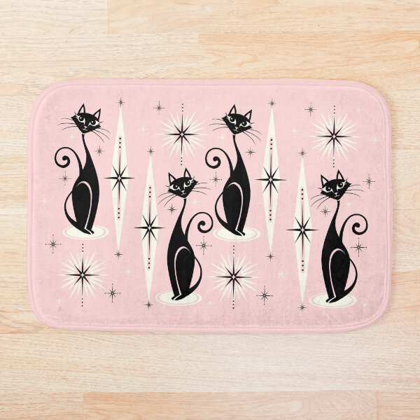 Mid Century Meow Retro Atomic Cats LG ©studioxtine Bath Mat