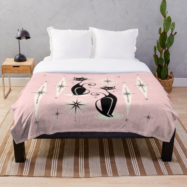 Mid Century Meow Retro Atomic Cats LG ©studioxtine Throw Blanket
