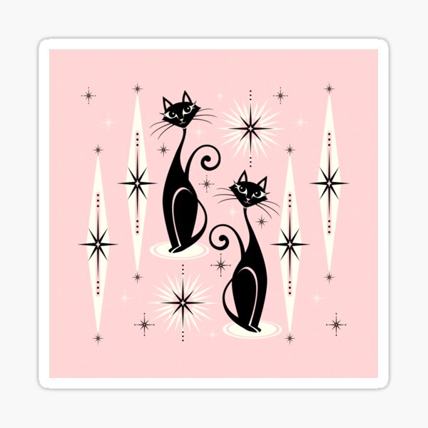 Mid Century Meow Retro Atomic Cats LG ©studioxtine Sticker