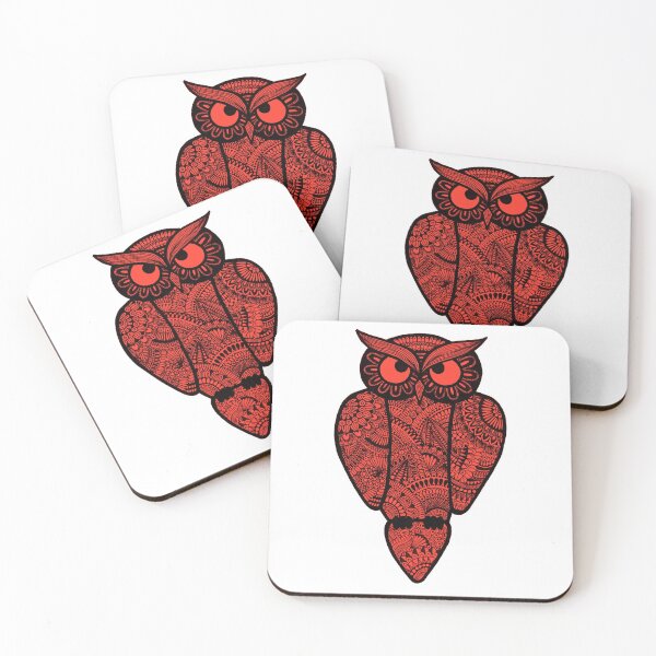 Item preview, Zentangle Owl (red design) designed and sold by Calen  Picard-Carroll.