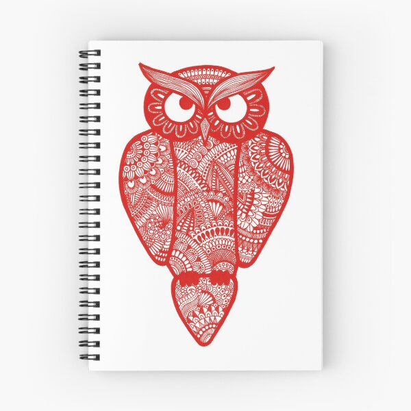 Item preview, Zentangle Owl (red outline) designed and sold by Calen  Picard-Carroll.