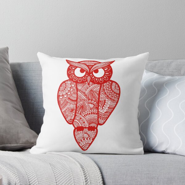Item preview, Zentangle Owl (red outline) designed and sold by Calen  Picard-Carroll.