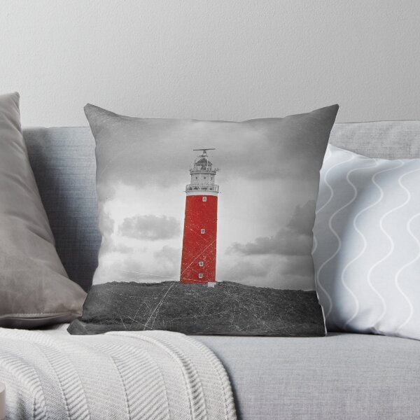 The Eierland Red Lighthouse, Texel, Netherlands Throw Pillow