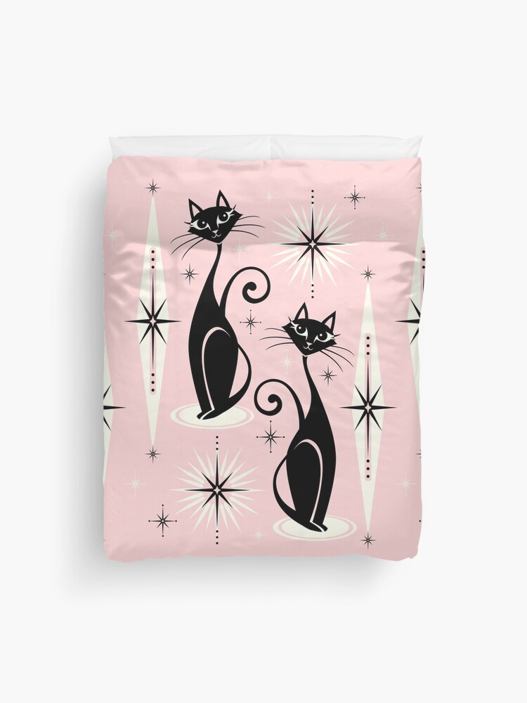 Thumbnail 1 of 2, Duvet Cover, Mid Century Meow Retro Atomic Cats LG ©studioxtine designed and sold by studioxtine.