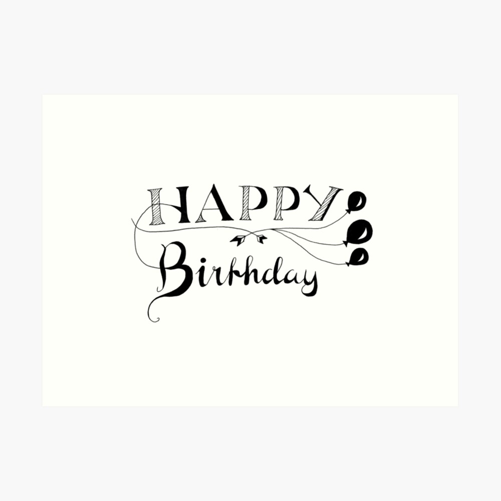 "Alles Gute zum Geburtstag Kalligraphie" Kunstdruck von AngelaPD
