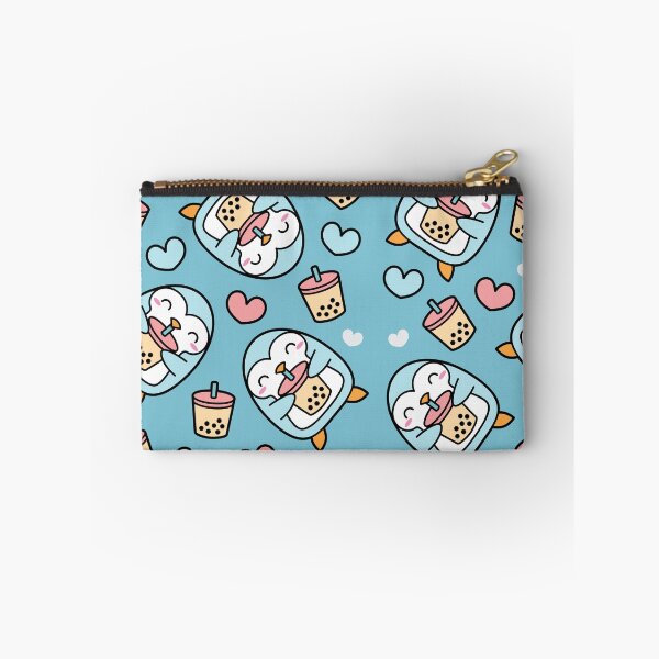 Item preview, Cute Bubble Tea and Penguin Heart Pattern designed and sold by BobaTeaMe.
