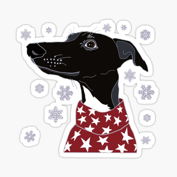Black winter Whippet Sticker