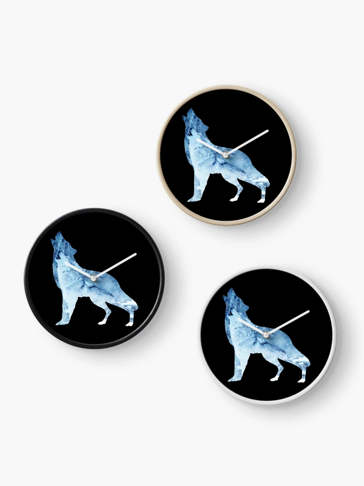 Thumbnail 3 of 4, Clock, wolf howling designed and sold by Raeolus.