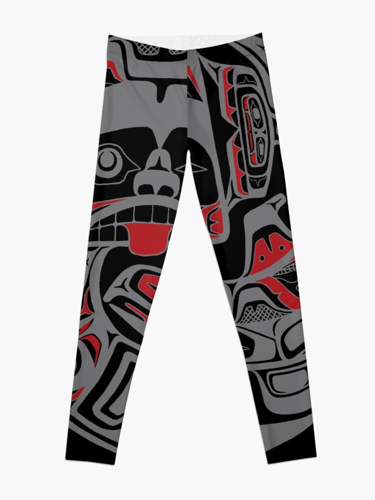 Alternate view of Bear and Salmon, in gray Leggings