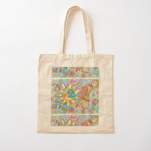 The Lady, The Sun and The Shooting Star Cotton Tote Bag