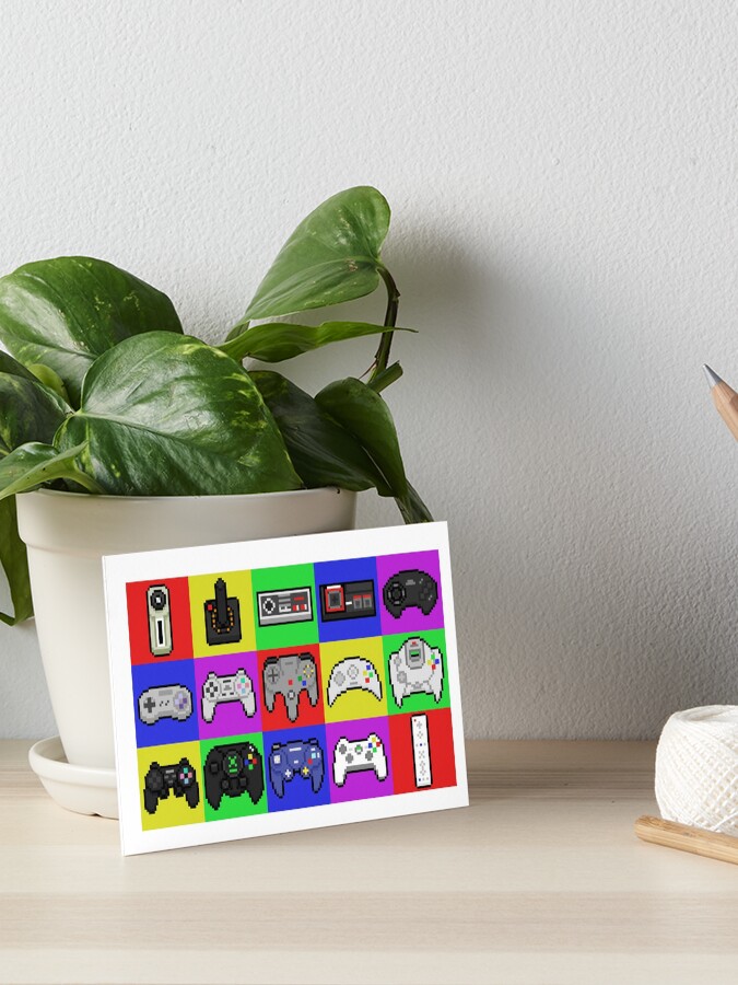 Retro Pixel Art Controller Grid Video Game Pattern Red Yellow Green Blue Purple Art Board Print By Jessicaamber Redbubble redbubble