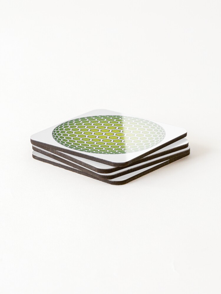 Thumbnail 4 of 5, Coasters (Set of 4), Hex Bloom - Lime [Roufxis-Rb] designed and sold by RoufXis.
