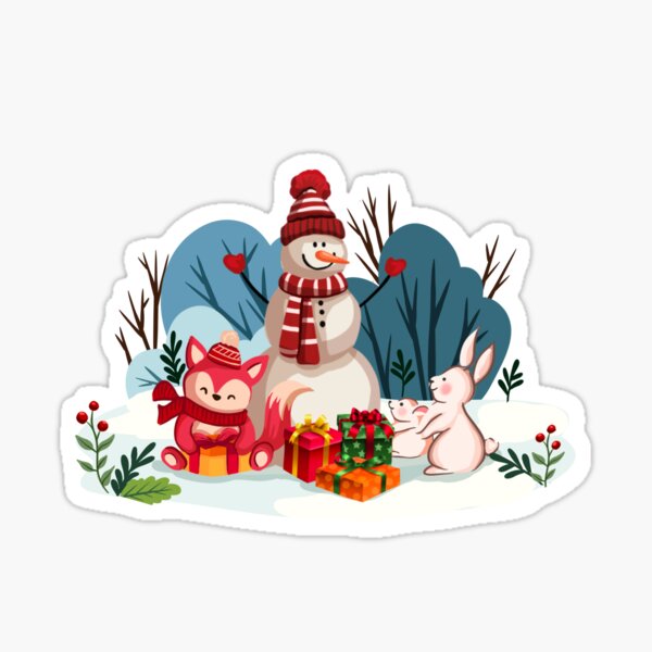Item preview, Christmas Snowman And His Furry Friends™ designed and sold by TeelieTurner.