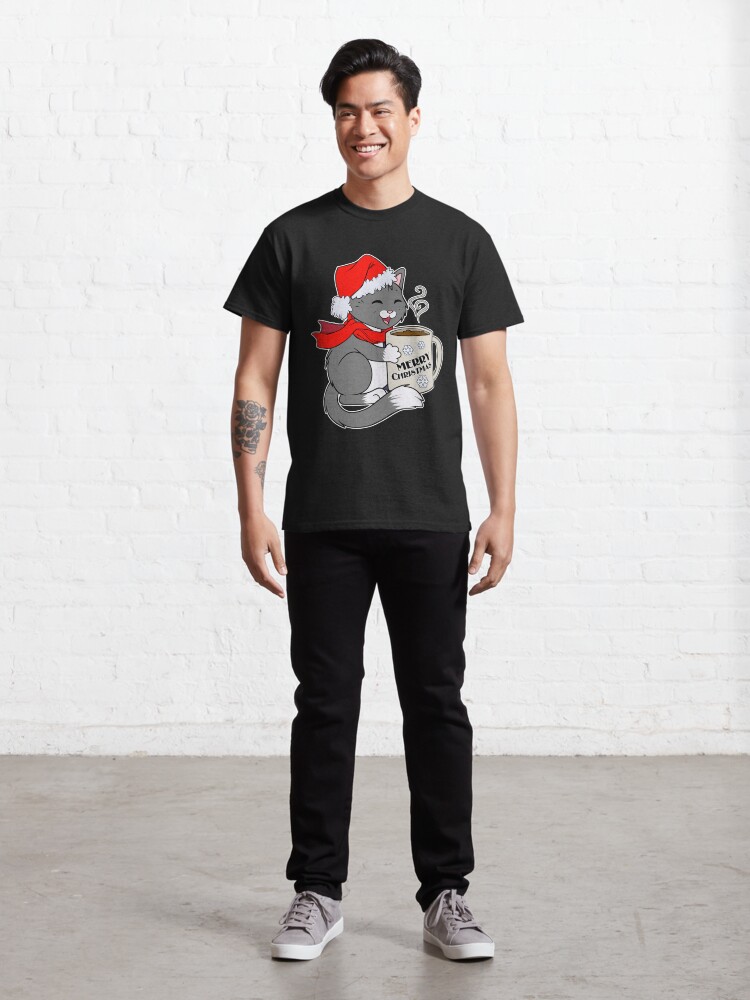 Alternate view of Cute Tuxedo Kitty Santa Hat Merry Christmas Funny Holiday Classic T-Shirt