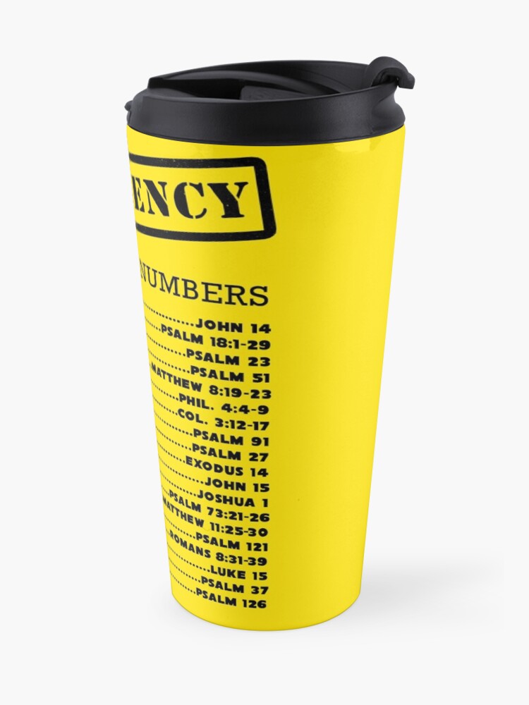 Alternate view of Emergency Bible Numbers Travel Mug