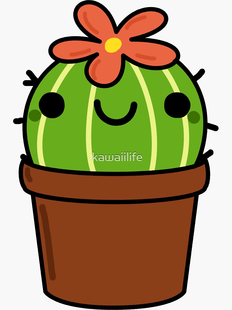 Kawaii Cactus 7 Sticker By Kawaiilife Cactus Drawing 9579