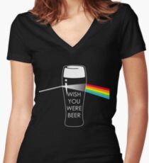 Wish you were beer Women's Fitted V-Neck T-Shirt