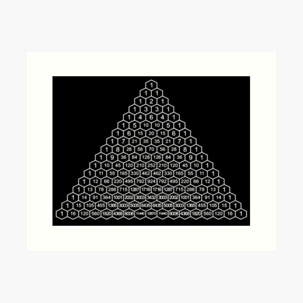 In mathematics, Pascal's triangle is a triangular array of the binomial coefficients Art Print