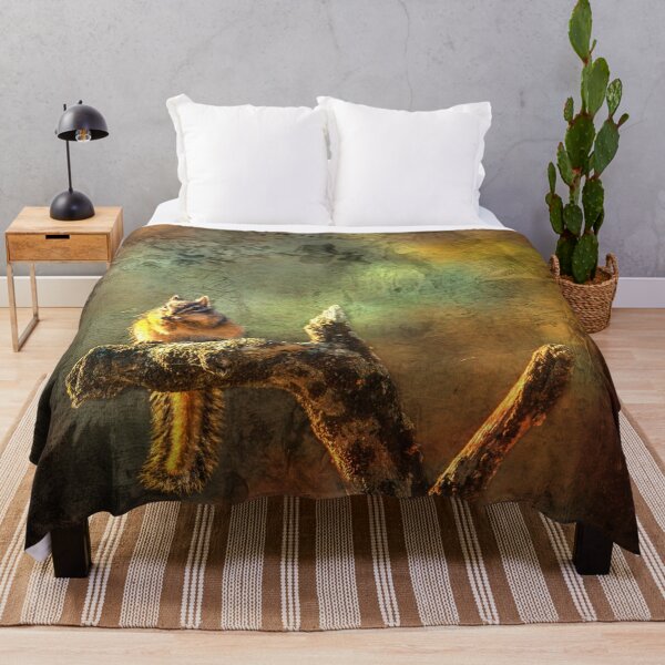Chipmunk on a Branch Throw Blanket