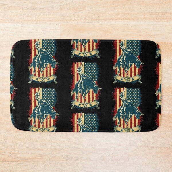 Item preview, Bull Riding Rodeo Vintage Distressed USA Bull Rider Flag designed and sold by CrazyWebs.