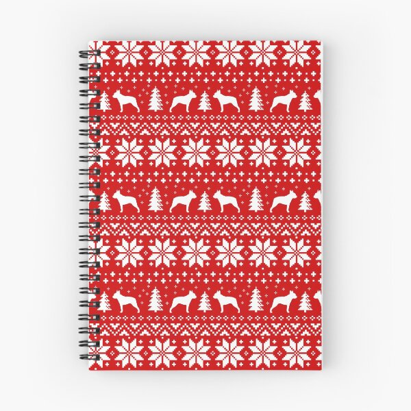 Item preview, Boston Terrier Silhouettes Red and White Christmas Holiday Pattern designed and sold by Jenn Inashvili.