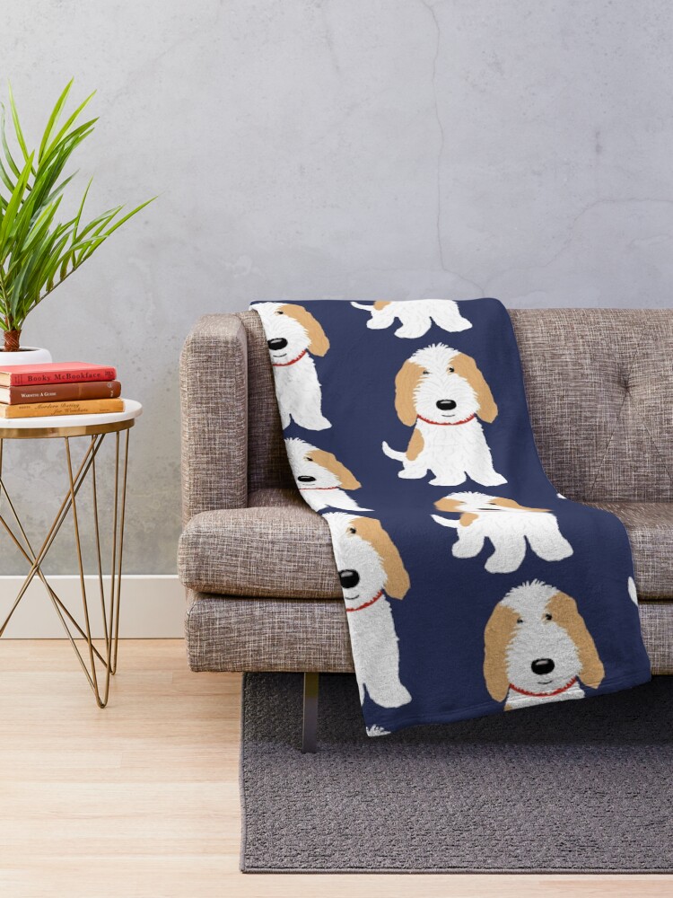 Alternate view of Cute Cartoon Dog PBGV Throw Blanket