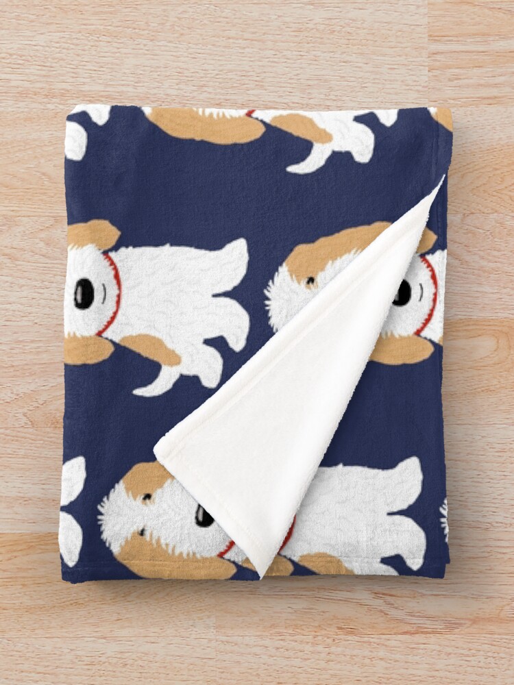 Alternate view of Cute Cartoon Dog PBGV Throw Blanket