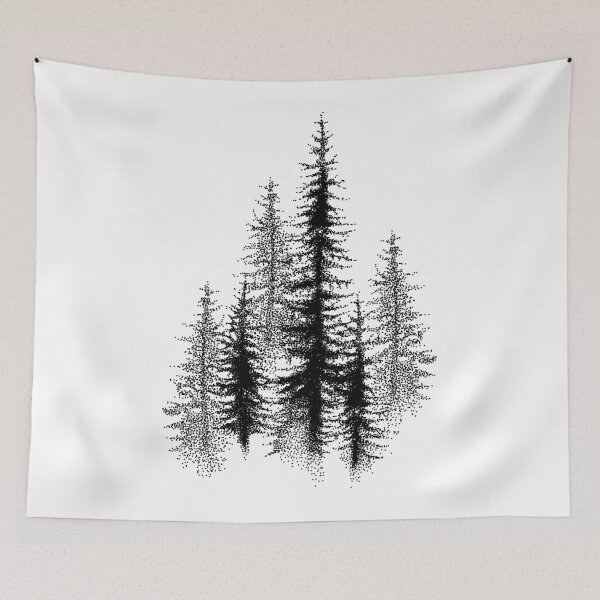 Item preview, Dotwork black scandinavian forest. designed and sold by Bokasana.