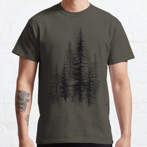 Dotwork black scandinavian forest. Classic T-Shirt
