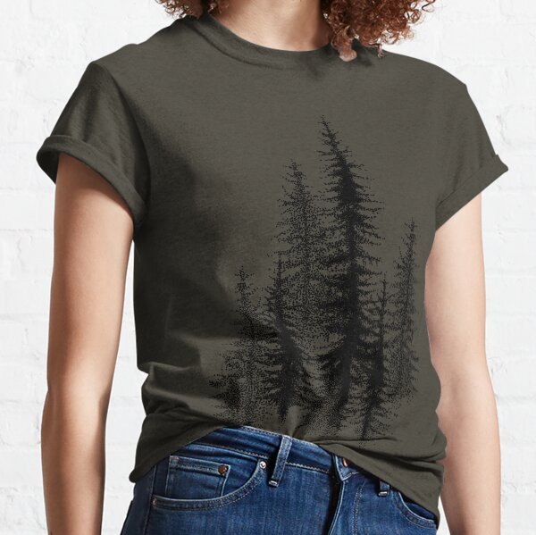 Dotwork black scandinavian forest. Classic T-Shirt