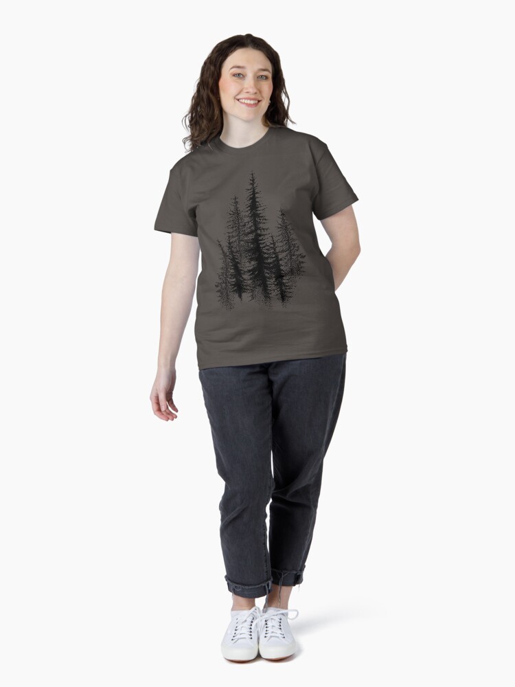 Thumbnail 4 of 7, Classic T-Shirt, Dotwork black scandinavian forest. designed and sold by Bokasana.