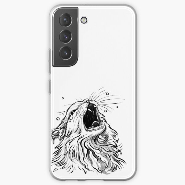 White/Lines-Only Screaming Thurston Meme Cat Samsung Galaxy Soft Case