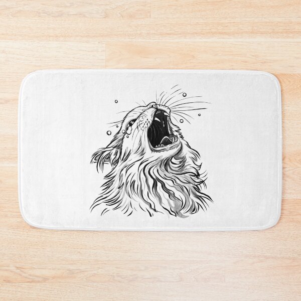 Item preview, White/Lines-Only Screaming Thurston Meme Cat designed and sold by Thurstonwaffles.