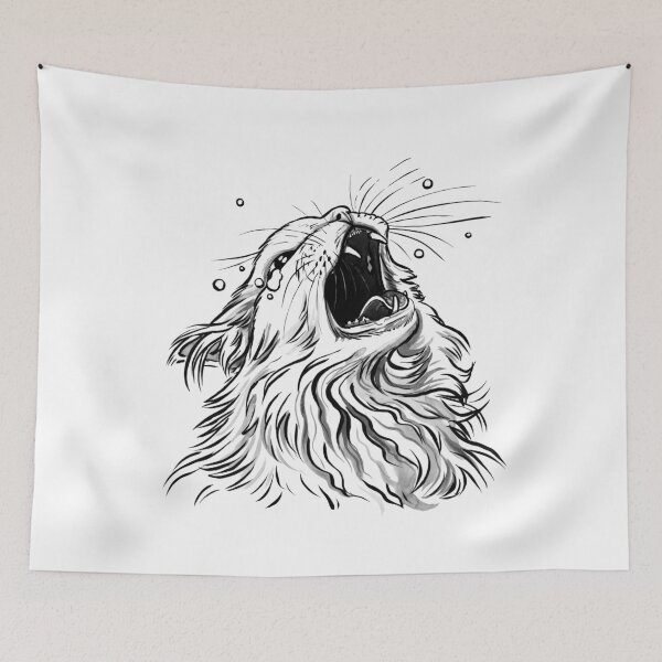 Item preview, White/Lines-Only Screaming Thurston Meme Cat designed and sold by Thurstonwaffles.