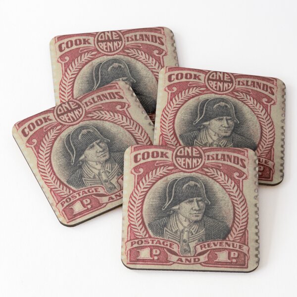 Item preview, Cook Islands One Penny red stamp designed and sold by Andykinoz.