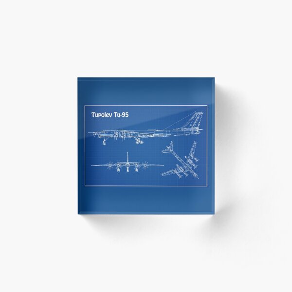 Tupolev Tu-95 Bear Strategic Heavy Soviet or Russian Bomber Acrylic Block