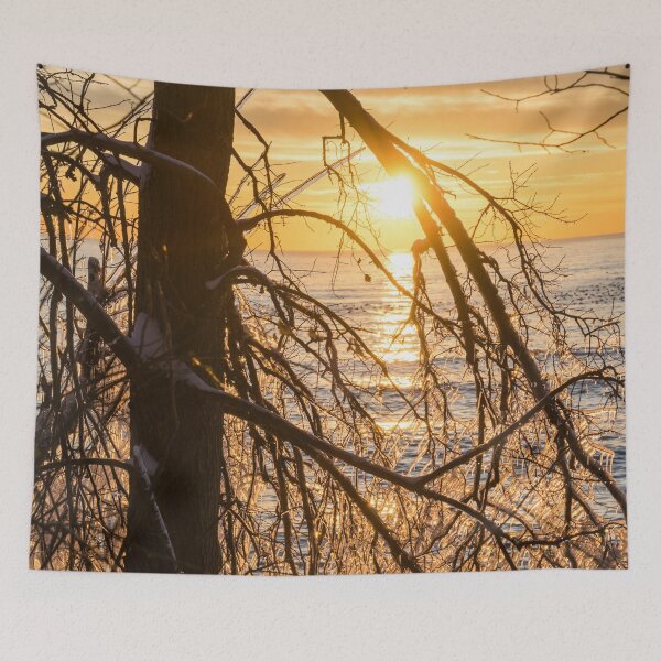 Item preview, Lacy Ice Screen - Sunrise Sub-Framed with a Filigree of Icicles designed and sold by Georgia Mizuleva.