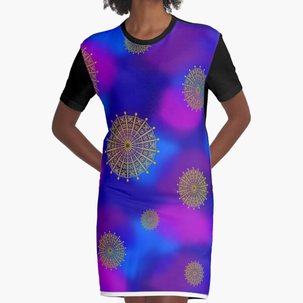 Golden Sky Symbols Graphic T-Shirt Dress