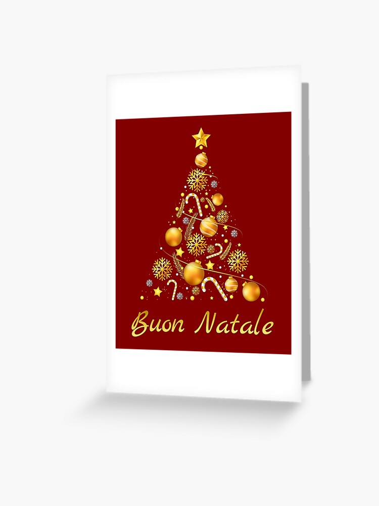 Buon Natale Cards.Buon Natale Tanti Auguri Italian Merry Christmas Tree Greeting Card By Magicboutique Redbubble