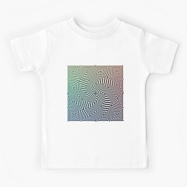 Optical illusion, spirally twisted quadrangular spirals on a quadrangular spiral background. Kids T-Shirt