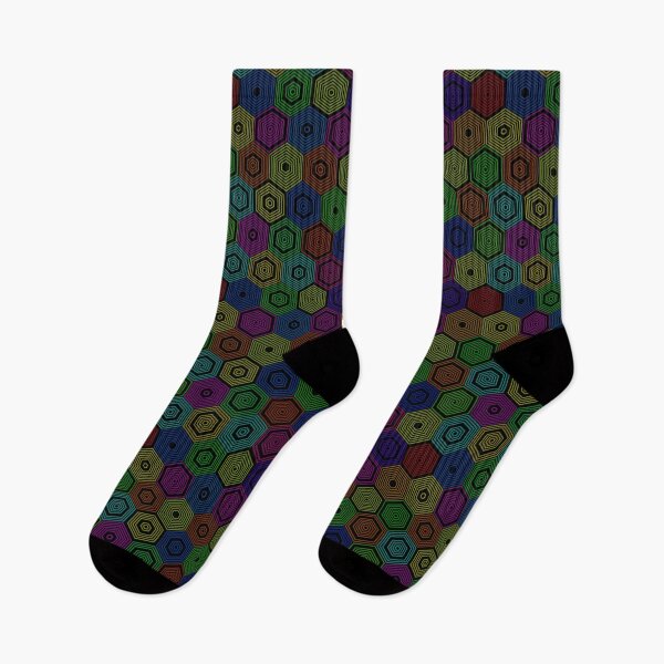 Artikelvorschau, Bonkers desaturated buntes Hexagonmuster entworfen und verkauft von PatPatPatterns.