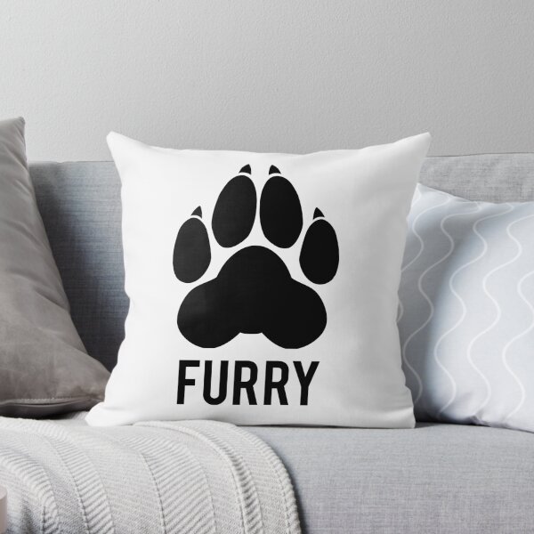 FURRY pawprint -black- Throw Pillow