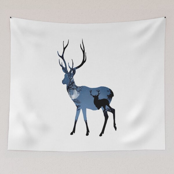 Item preview, Deer under night sky - in silhouette designed and sold by Raeolus.