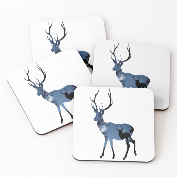 Item preview, Deer under night sky - in silhouette designed and sold by Raeolus.