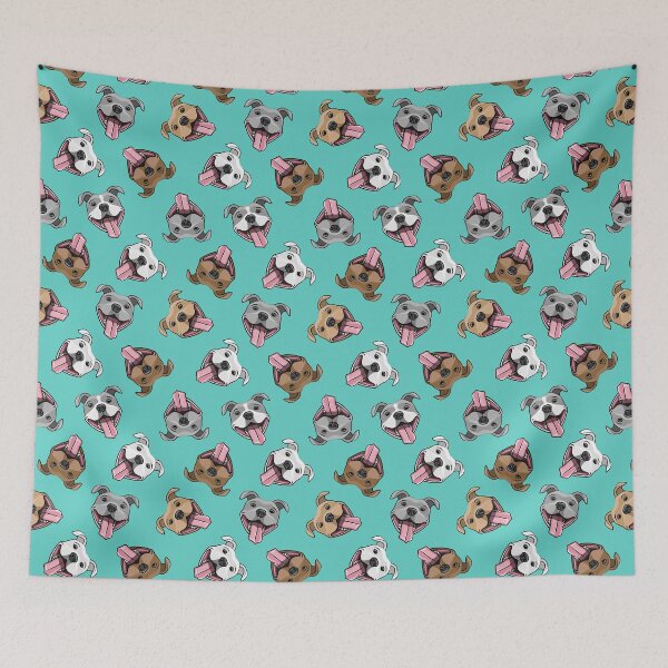 Item preview, Happy Pit bulls - verde azulado designed and sold by littlearrow.