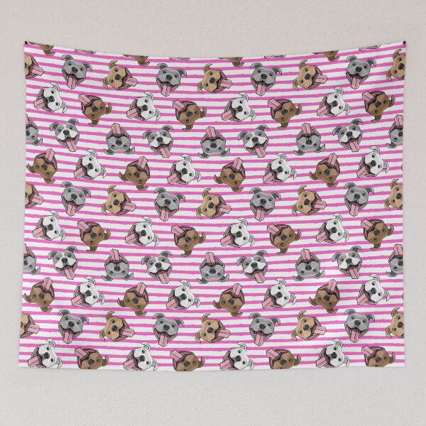 Item preview, Happy Pit bulls - rayas rosas designed and sold by littlearrow.