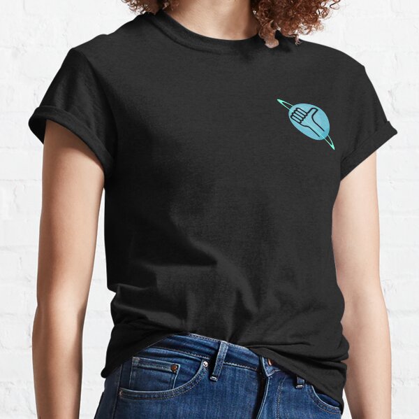 The Hitchhiker's Guide to the Galaxy Thumbs up logo against a blue planet Classic T-Shirt