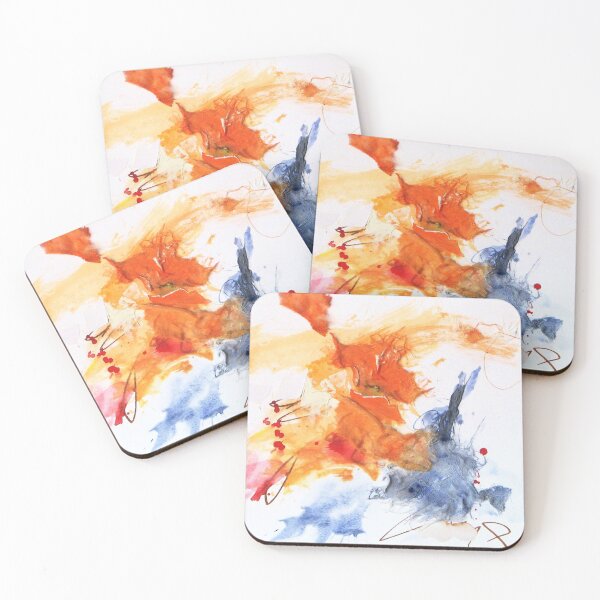 Item preview, Vibrant Orange and Blue Mixed Media Collage Abstract designed and sold by ZebEddy.