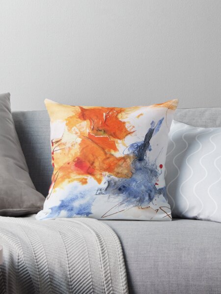 Item preview, Vibrant Orange and Blue Mixed Media Collage Abstract designed and sold by ZebEddy.