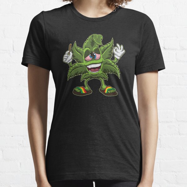 Stoned Cannabis Leaf - Weed Smoking Cartoon Essential T-Shirt
